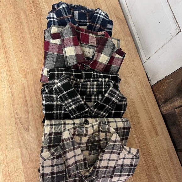 JACHS plaid flannel shirts 100% cotton set of 4 - Picture 1 of 16
